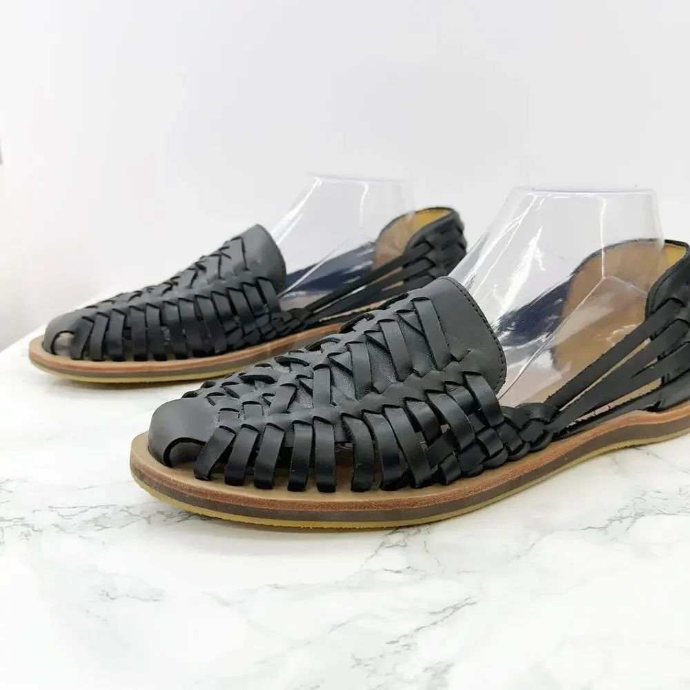 Nisolo Men’s 9.5 Huarache Sandal Black Leather‎ Water Resistant Sandals